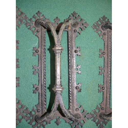 137A - A superb set of four Victorian Gothic brass door handles in the style of Pugin - three have been pai... 