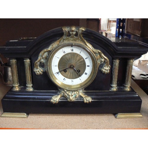 418 - A large mid 19th Century french mantle clock by A D Mougin of Montbeliard & Paris. Most unusual case... 