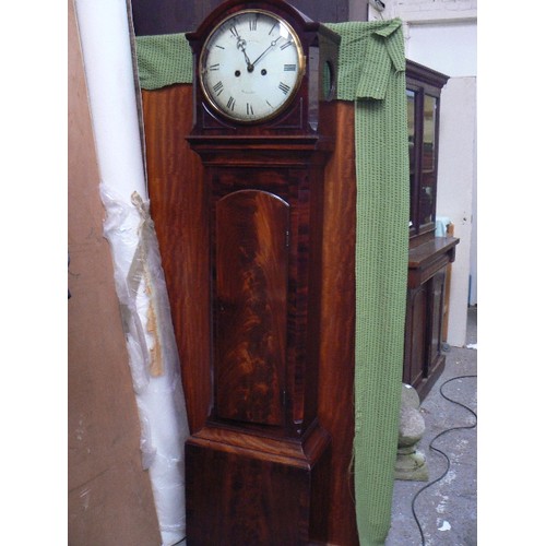 418A - Mahogany Longcase Clock by C Cornell of Royston, circa 1825. 8 day movement with lead weights and or... 