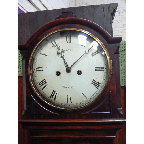 418A - Mahogany Longcase Clock by C Cornell of Royston, circa 1825. 8 day movement with lead weights and or... 