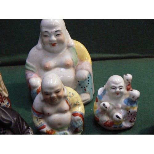 224 - Collection of 13 Buddha, Budai & Chinese deity figures in porcelain and resin.