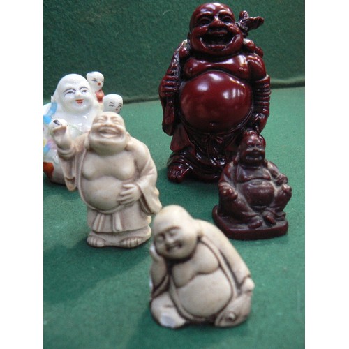 224 - Collection of 13 Buddha, Budai & Chinese deity figures in porcelain and resin.