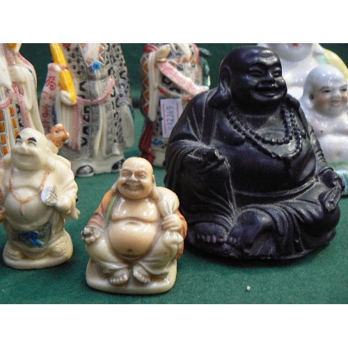 224 - Collection of 13 Buddha, Budai & Chinese deity figures in porcelain and resin.