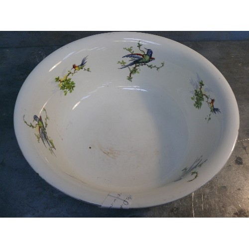 141 - Three Victorian wash bowls including one in the Art Nouveau style with blue flowers, by Crownford Ch... 