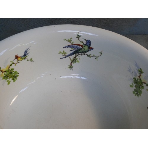 141 - Three Victorian wash bowls including one in the Art Nouveau style with blue flowers, by Crownford Ch... 