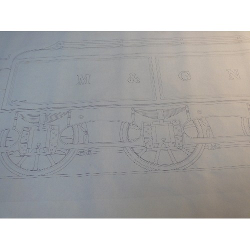 217F - Two huge copies of drawings of M & GN Locomotives with tender, (No 39 - Sharp Stewart Ltd, Atlas Wor... 