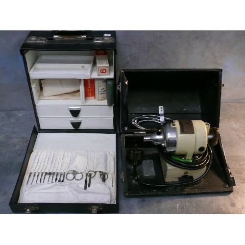 258 - Mid 20th Century Chiropodists equipment including a polishing lathe & attachments by C J Plucknett &... 