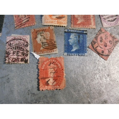 290 - 14 Queen Victoria stamps, Britain and Overseas Territories including a penny black, penny reds X4 , ... 