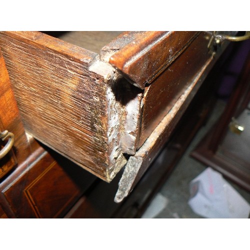 419 - Early 19th Century walnut & mahogany veneered bureau bookcase with 4 drawers, glazed bookcase sectio... 