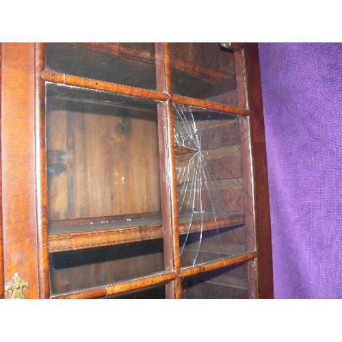 419 - Early 19th Century walnut & mahogany veneered bureau bookcase with 4 drawers, glazed bookcase sectio... 