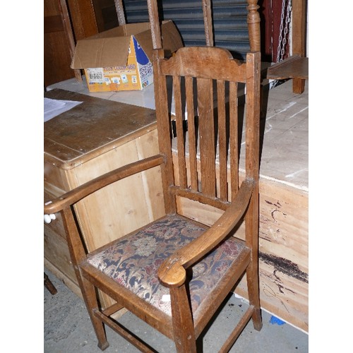 309 - Edwardian oak armchair with drop in seat