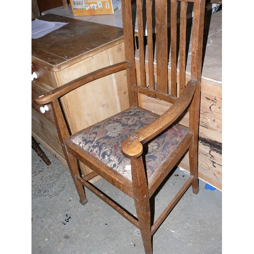 309 - Edwardian oak armchair with drop in seat