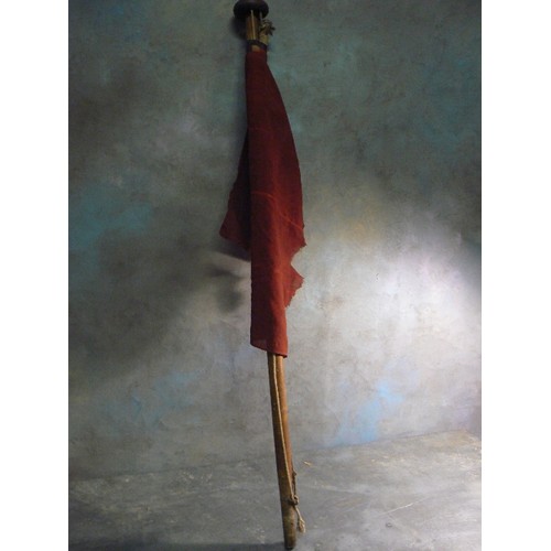 455 - Red Ensign stitched flag on original flag pole with halyard & pulley on the top - probably pre war -... 