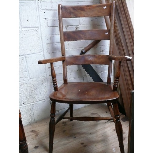 303 - A provincial 19th Century ladderback kitchen chair with elm seat