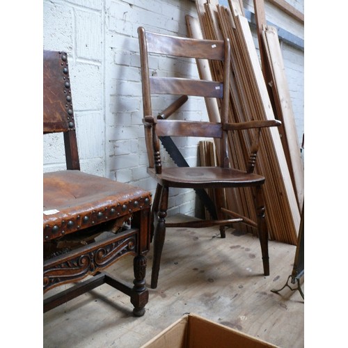 303 - A provincial 19th Century ladderback kitchen chair with elm seat