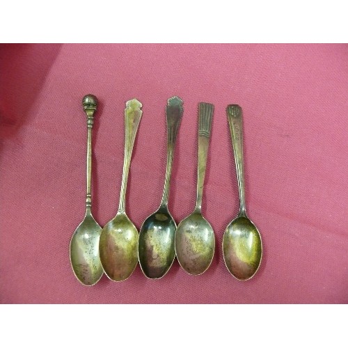 16 - FIVE SILVER HALLMARKED TEASPOONS.