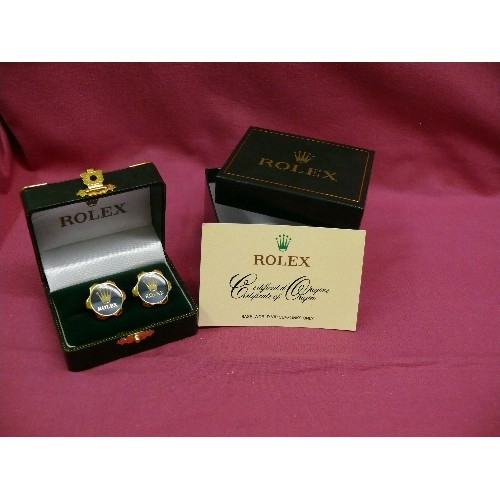 22 - PAIR OF ROLEX CUFFLINKS IN INTERIOR AND EXTERIOR BOX