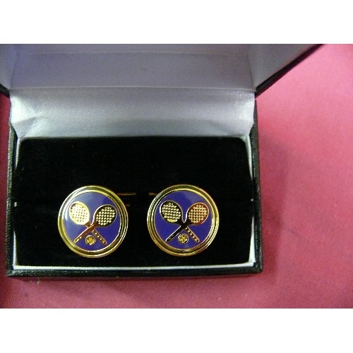 25 - ROLEX - WIMBLEDON CUFFLINKS AND KEYRING WITH  LANYARD.