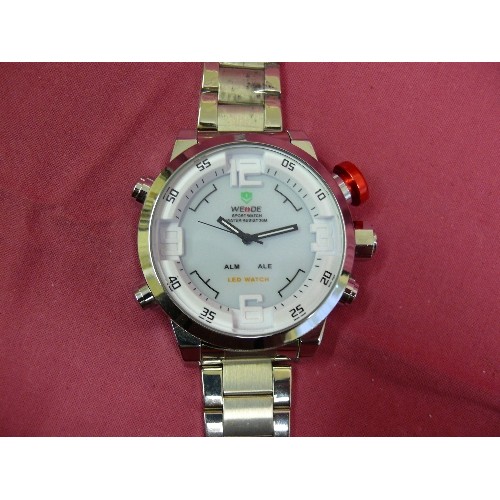 37 - AEIDE SPORT WATCH WH-2309  30M DIVING ALARM LED WATCH STILL HAS PLASTIC ON. DIAL LIGHTS UP WHEN BUTT... 