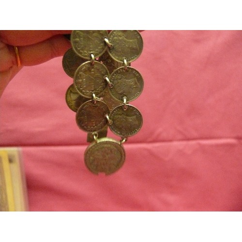 41 - A BRACELET MADE FROM 16 EARLY 3d COINS VICTORIA`S YOUNG HEAD  WEIGHT 28.57GR.