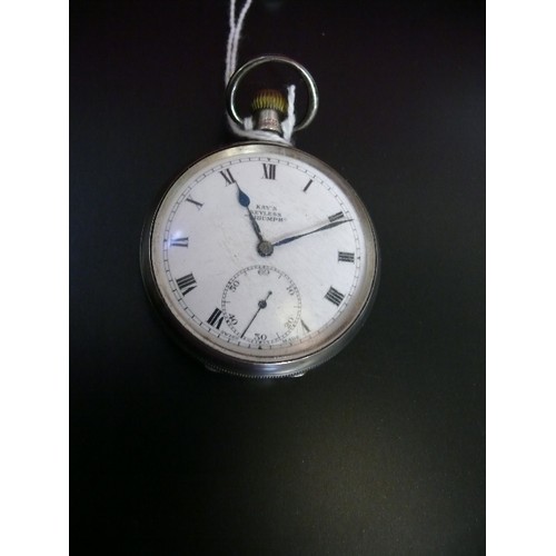 51 - A SILVER POCKET WATCH BY KAY`S BIRMINGHAM 1909 DENNISON.