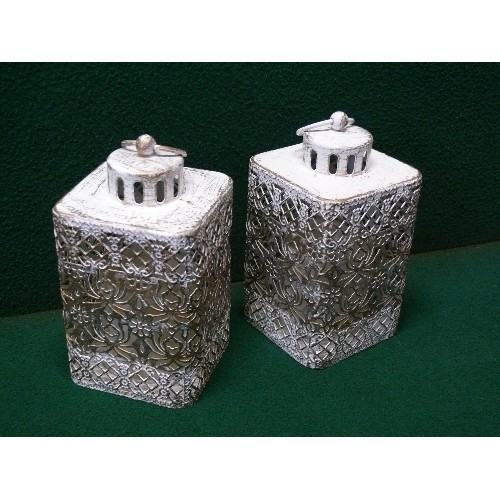 63 - PAIR OF DECORATIVE BATTERY OPERATED CANDLE LANTERNS.