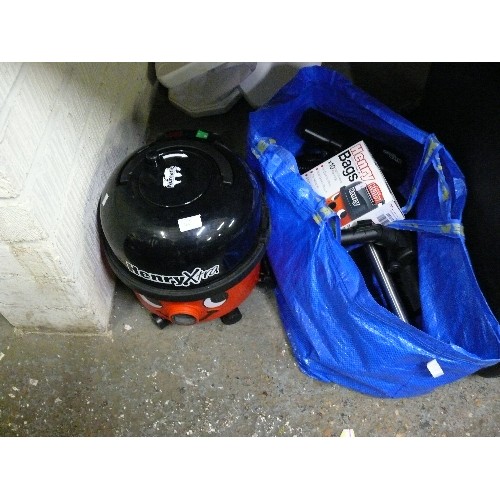 HENRY XTRA VACUUM CLEANER WITH BAG CONTAINING VARIOUS HOSES AND