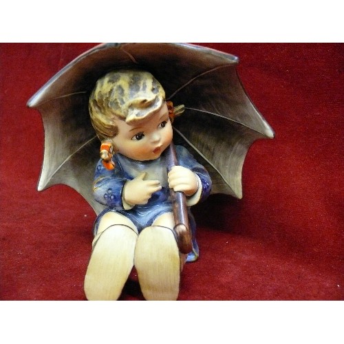 5 - A GOEBEL HUMMEL LARGE FIGURE UMBRELLA GIRL,  RETIRED ITEM.