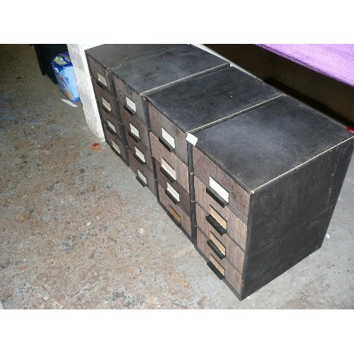 393 - FOUR SETS OF CARDBOARD STORAGE DRAWERS.