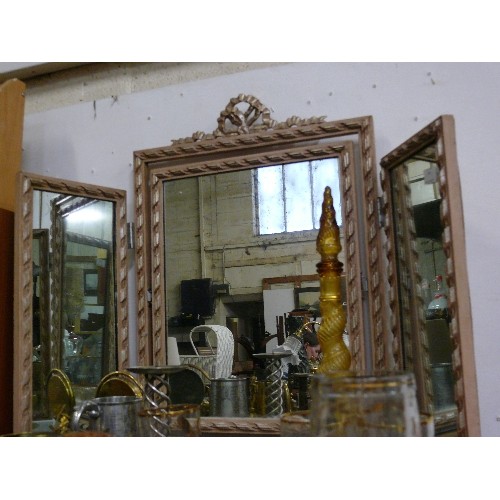 167 - LARGE DECORATIVE DRESSING TABLE MIRROR WITH ORNATE FRAME.