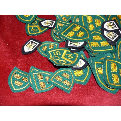 108 - BOX OF VARIOUS SEW ON CLOTH BADGES.