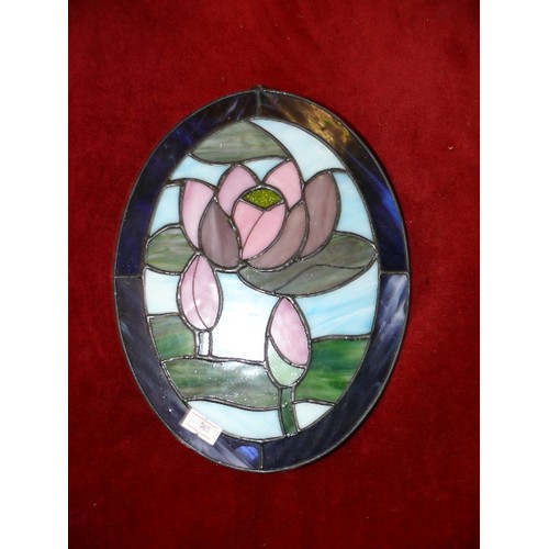 129 - LEADED STAINED GLASS HANGING