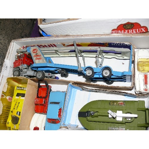 139 - MIXED COLLECTORS BOX OF VARIOUS CARS, AEROPLANES AND OTHER VEHICLES INCLUDING CORGI, BRITAINS, MATCH... 