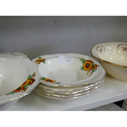 302 - SET OF ALFRED MEAKIN FRUIT BOWLS PLUS A FURTHER ALFRED MEAKIN SERVING BOWL.