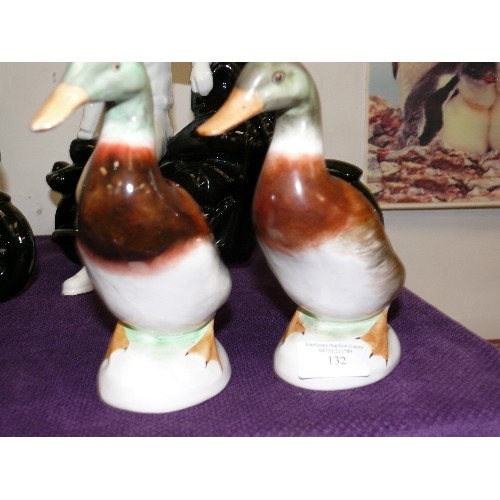 132 - PAIR OF DECORATIVE CERAMIC DUCK FIGURES