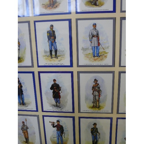 148 - FRAMED AND GLAZED CARD SET 'UNIFORMS OF THE AMERICAN CIVIL WAR'.