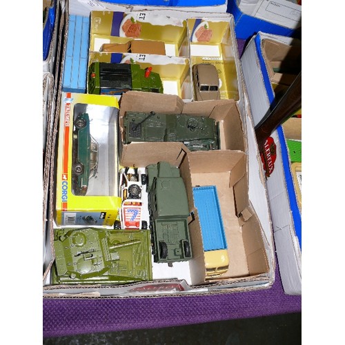 207 - MIXED COLLECTORS BOX OF MAINLY MILITARY VEHICLES BY CORGI, DINKY AND MATCHBOX.