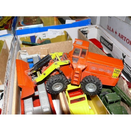 210 - MIXED COLLECTORS BOX OF CARS AND OTHER VEHICLES INCLUDING CORGI AND DINKY.