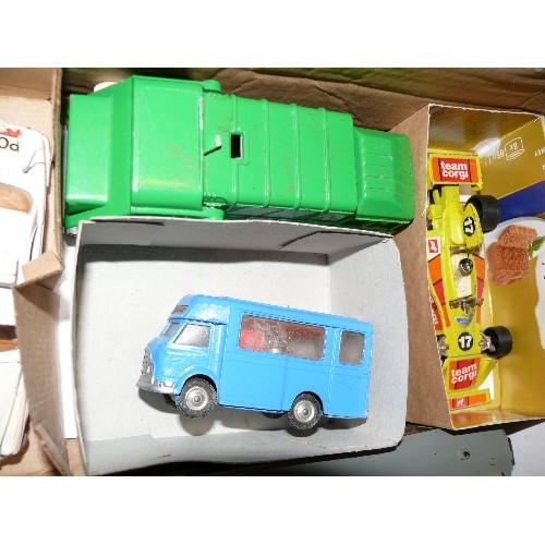 202 - MIXED COLLECTORS BOX WITH CONTENTS OF CARS, TRAINS AND OTHER VEHICLES.