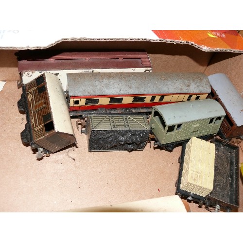 283 - BOX OF VARIOUS RAILWAY TRUCKS AND COACHES.