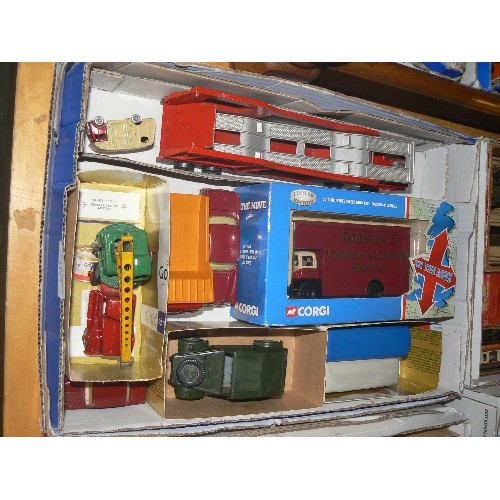 317 - MIXED COLLECTORS BOX OF CARS AND OTHER VEHICLES INCLUDING CORGI, DINKY AND CRESCENT.