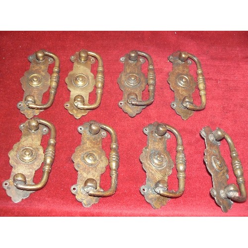 329 - EIGHT VINTAGE BRASS CABINET HANDLES