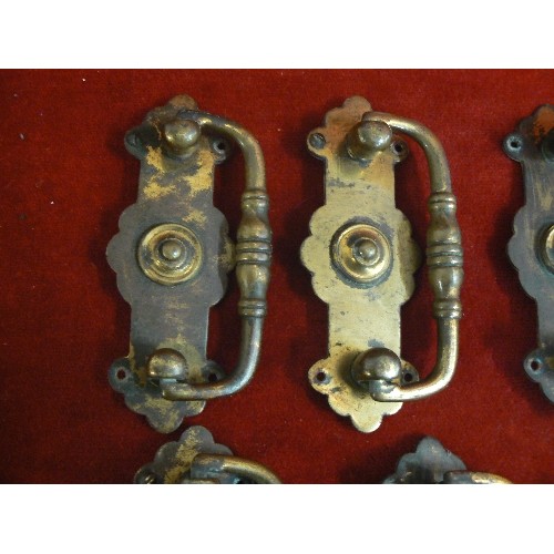 329 - EIGHT VINTAGE BRASS CABINET HANDLES