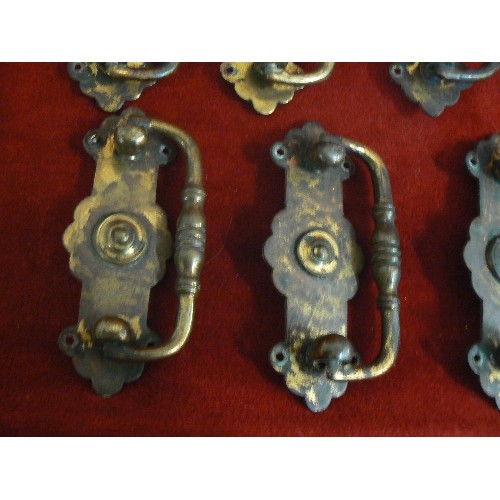 329 - EIGHT VINTAGE BRASS CABINET HANDLES