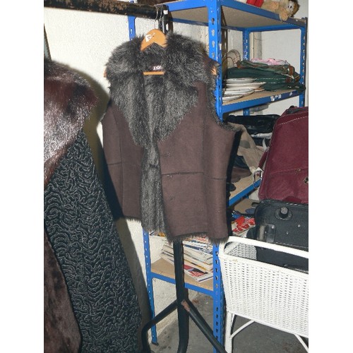 265 - FIVE VINTAGE FUR COATS PLUS A LEATHER JACKET.