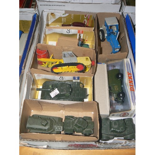 318 - MIXED COLLECTORS BOX OF CARS AND OTHER VEHICLES INCLUDING DINKY, BRITAINS AND CORGI.