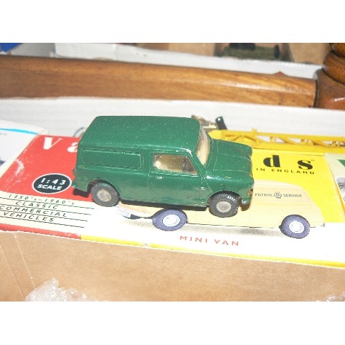 321 - MIXED COLLECTORS BOX OF CARS AND OTHER VEHICLES INCLUDING VANGUARDS, CORGI AND TRI-ANG.