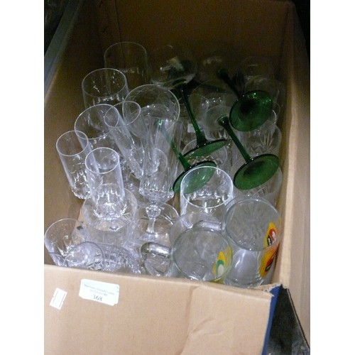 368 - THREE BOXES OF MIXED GLASSWARE