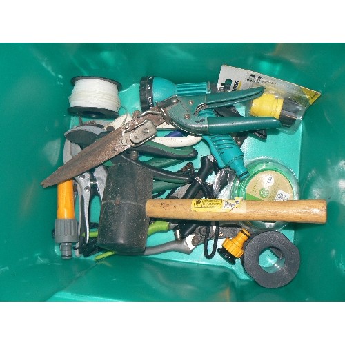 367 - BOX OF VARIOUS GARDENING TOOLS