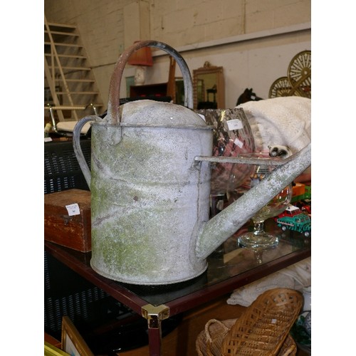 347 - VINTAGE GALVANISED WATERING CAN (NO HOLES).